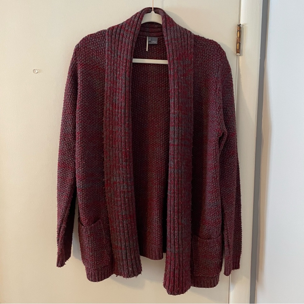Sparkle & Fade Burgundy/Red and Grey Knit Cardigan